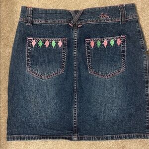 Lilly Pulitzer Dark Blue Denim Mini Skirt Embroidered